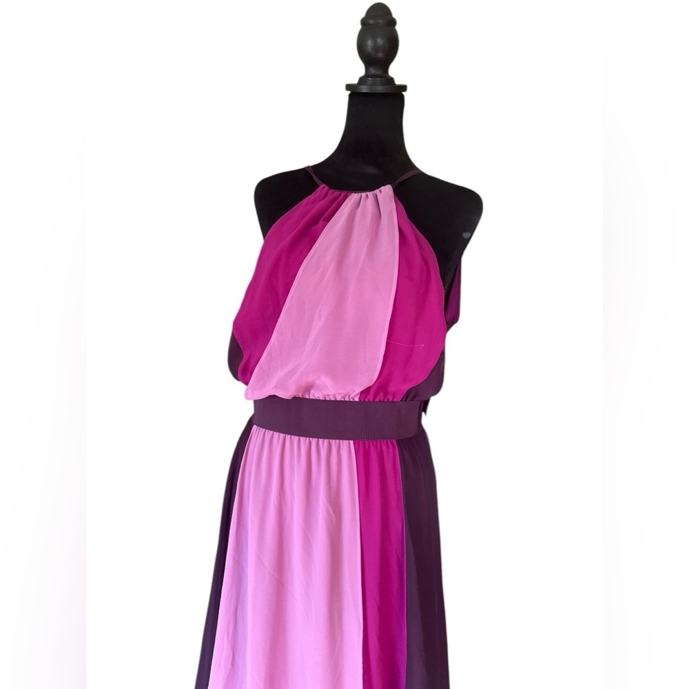 Eva Mendes Halter Maxi Dress – Colorblock Purple/Fuchsia – Size Small NWT - Picture 5 of 15